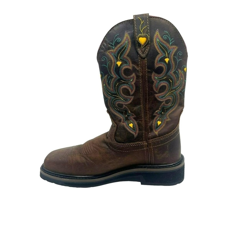 Justin Sunney Western Work Boots Women 8B Brown Good Composite Toe Leather - Picture 5 of 14